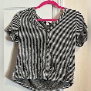 Striped Button Down crop top shirt Size: L